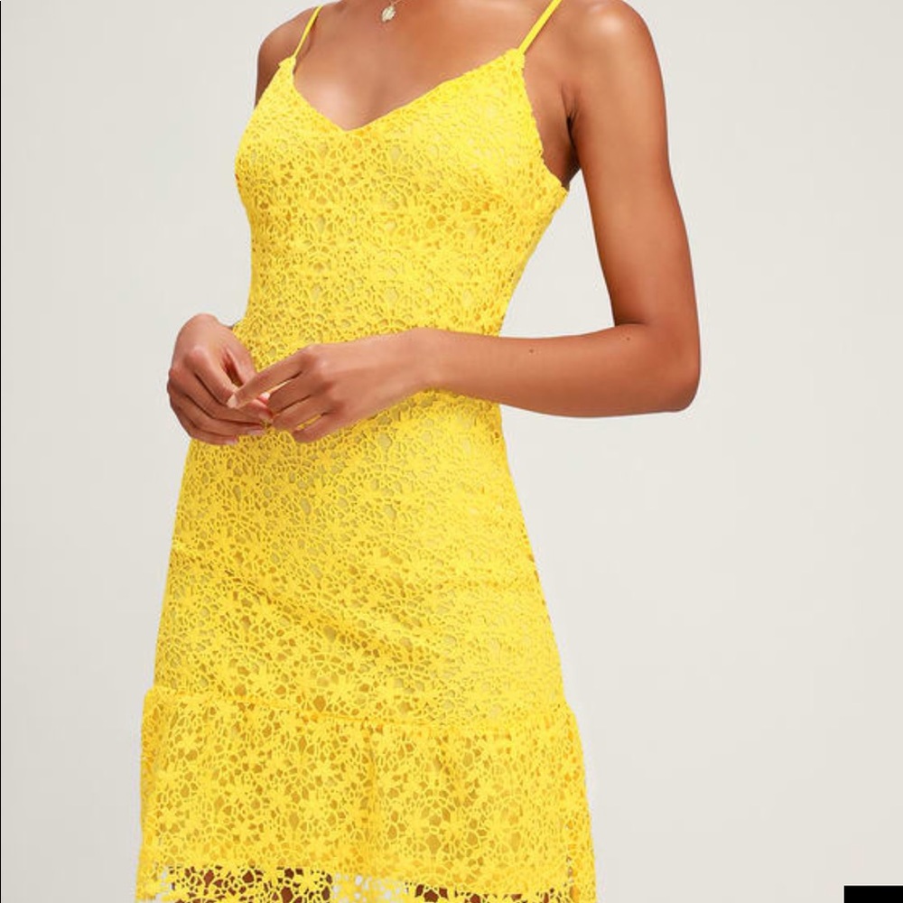 Lulus Yellow Lace Dress